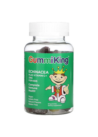 Ехінацея з вітаміном С та цинком для дітей GummiKing 60 жувальних таблеток Gummi King (267724496)
