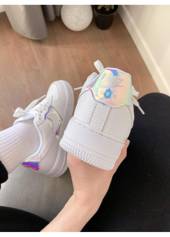 КРОССОВКИ ЖЕНСКИЕ NIKE AIR FORCE 1 LOW WHITE SILVER НАЙК АИР ФОРС 1 ПРЕМИУМ No Brand белые демисезоны (367173275)