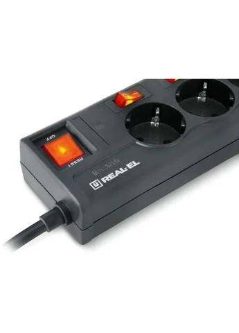 Мережевий фільтр живлення (EL122300001) Real-El RS-6 EXTRA 1.8m, black (268144077)