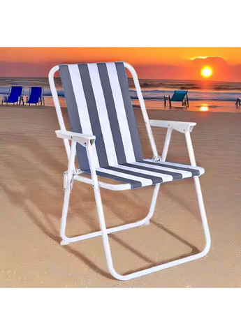 Стілець складаний туристичний для риболовлі крісло розкладне до 100 кг Чорний з білим No Brand (360867087)