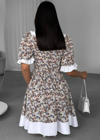 Комбінована повсякденний міні сукня з широким коміром а-силует Tik-Tak однотонна