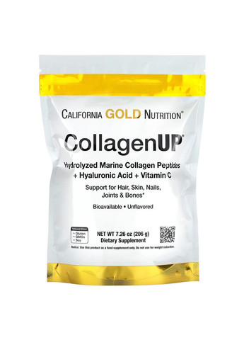 Морской коллаген с витамином C и гиалуроновой кислотой CollagenUP 206 г California Gold Nutrition (263516173)