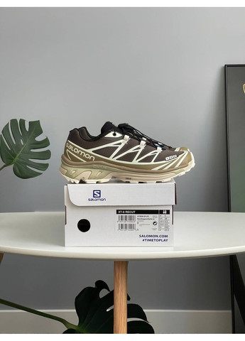 Коричневые демисезонные кроссовки мужские и женские Salomon XT-6 Soft Ground kangaroo brown beige | Саломон ХТ-15