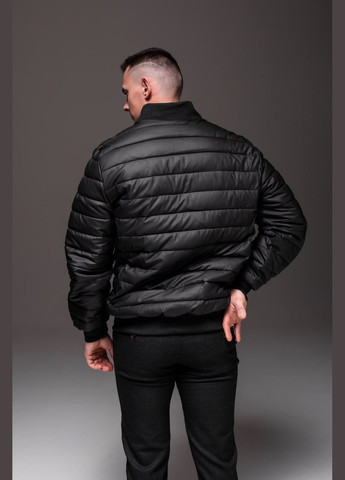 Черная демисезонная утепленная куртка-бомбер на осень и весну Vakko