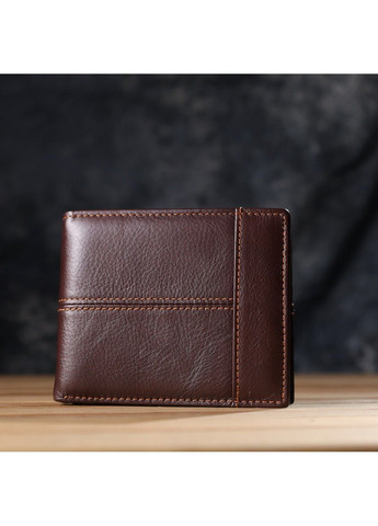 Горизонтальний стильний гаманець з натуральної шкіри 22888 Коричневий Vintage (327093749)