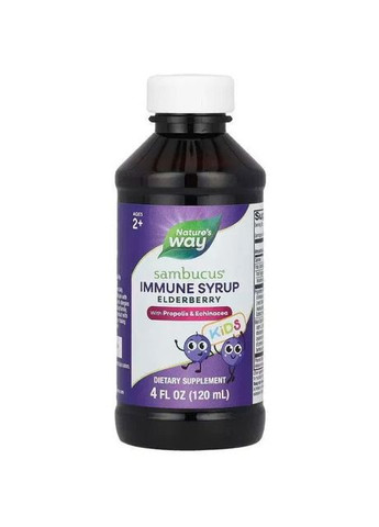 Чорна бузина для дітей Sambucus for Kids Сироп для імунітету з бузиною прополісом та ехінацеєю для дітей віком Nature's Way (361116402)