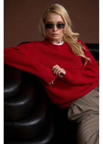 Красный демисезонный элегантный джемпер из хлопка и бамбука (2865) Triko Bakh