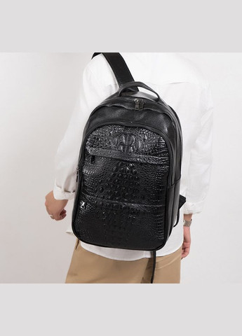 Мужской кожаный рюкзак городской под рептилию черный Eton (322284073)