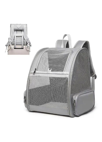 Рюкзак сумка переноска для тварин котів собак з сітчастими стінками підстилкою 41х28х35 см (477182-Prob) Сірий Unbranded (295438360)