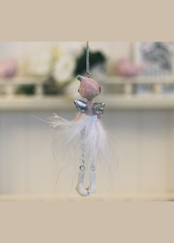 Декоративна підвіска новорічний Ангел h10см рожевий (10165682 сердечний) Гранд Презент (283039050)