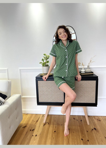 Комбінована всесезон жіноча піжама з бавовни із шортами та сорочкою зелений (вк4305в-4) Cosy