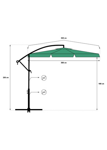 Садовый раскладной зонтик Garden (диаметр - 3 метра) с боковой стойкой, Зеленая Funfit (370619357)