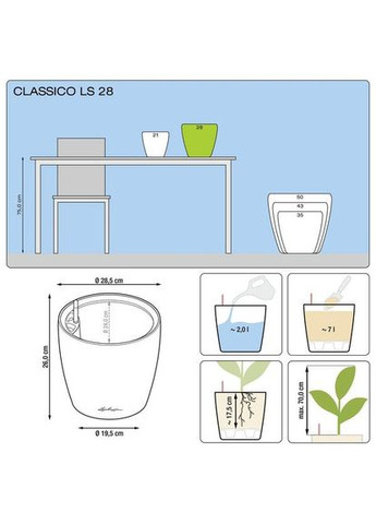 Разумный вазон Classico Premium LS 28 6,7 л белый 16040 Lechuza (316614675)