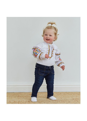 Белая вышиванка для девочки барва, р.116, белый с разноцветным () Twins 88ВДTБ-116-20