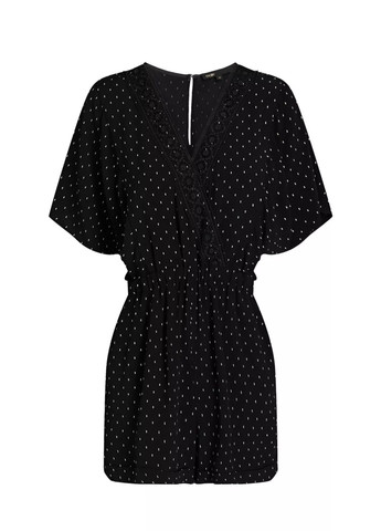 Стильний румпер Maje румпер комбінезон Isao комбінезон-шорти горошок чорно-білий вечірній, кежуал, повсякденний, відвертий, карнавальний, пляжний, домашній, спортивний, коктейльний, святковий віскоза