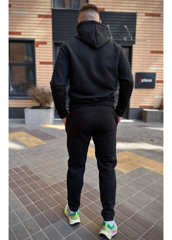 Зимний спортивный костюм с начесом черная кофта на змейке + черные брюки Luna (349723111)