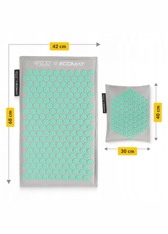 Коврик акупунктурный с подушкой Eco Mat Аппликатор Кузнецова Grey/Mint () 4FIZJO P-5907739312181 (342758282)