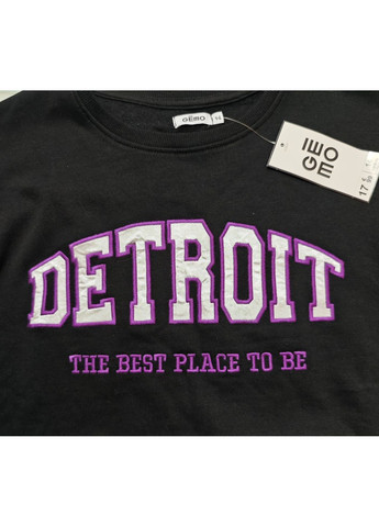 Gemo подростковый свитшот для девочки утепленный 14 лет 164 черный надпись черный спортивный, повседневный хлопок, полиэстер