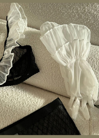 Чорний чорний мереживний комплект із білими воланами "покоївка" No Brand