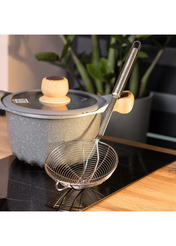Шумівка з нержавіючої сталі з ручкою Ø 14 см для фритюру Zhongjing (360455346)