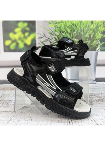 Черные повседневные босоножки детские сандалии для мальчика Fashion на липучке