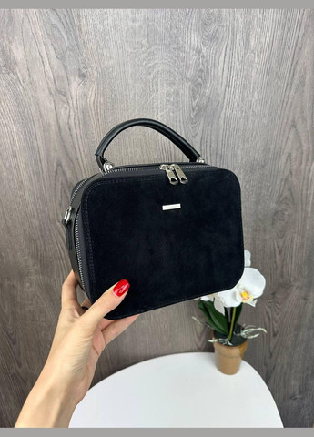 Жіноча замшева каркасна мінісумка, маленька сумочка з натуральної замші чорна No Brand (334730162)