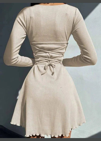 Светло-бежевое праздничный, деловое, откровенный, повседневный, кэжуал, джинсовое, вечернее платье женское No Brand однотонное