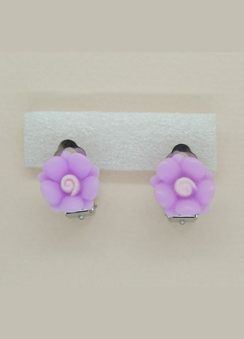 Сережки кліпси дитячі для вух без пробивання квітка Матіола малинова Liresmina Jewelry (289844116)