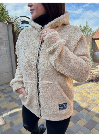 Бежевая куртка тедди, без подкладки с капюшоном на молнии Україна