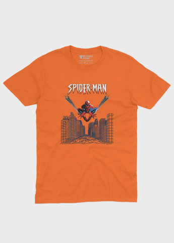 Помаранчева демісезонна футболка для хлопчика з принтом супергероя - людина-павук (ts001-1-ora-006-014-038-b) Modno