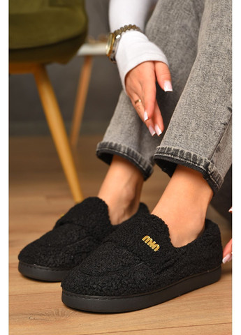 Черные домашние тапочки женские на меху черного цвета Let's Shop