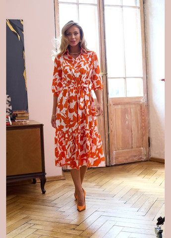 Оранжевое женское платье софт No Brand