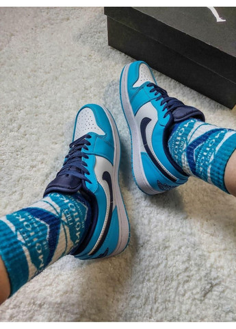 КРОСІВКИ ЖІНОЧІ NIKE AIR JORDAN RETRO 1 LOW BLUE WHITE BLACK НАЙК АІР ДЖОРДАН No Brand чорні демісезони (368862450)