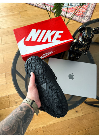 Чорні Осінні кросівки чоловічі nike acg mountain fly 2 low gtx gore-tex black | найк ацг моунтеін флай 2 чорні No Brand