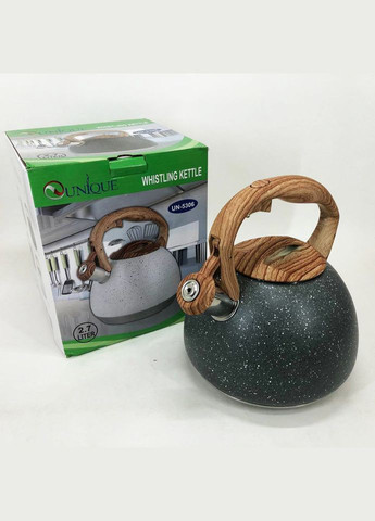 Чайник со свистком UN-5306 2,7л мрамор, для газовых плит, чайник нержавейка. Цвет: темно-серый Unique (364664672)