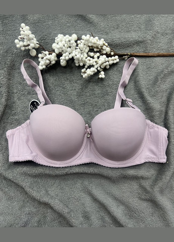 Сиреневый гладкий бюстгальтер-бандо дафна с тройным пуш ап сиреневый, 70ав 75ав 80ав с антисползающими полосами Rumu с косточками