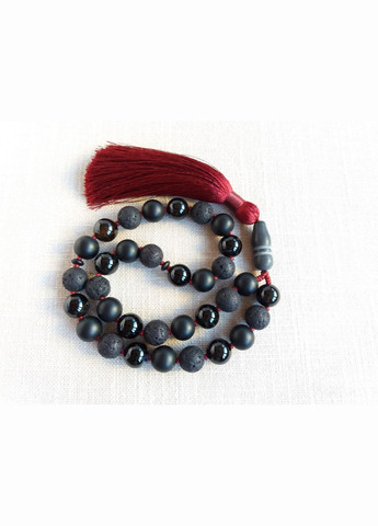 Четки Агат Оникс Лава 33 бусины с узлами d 12мм No Brand (331293523)