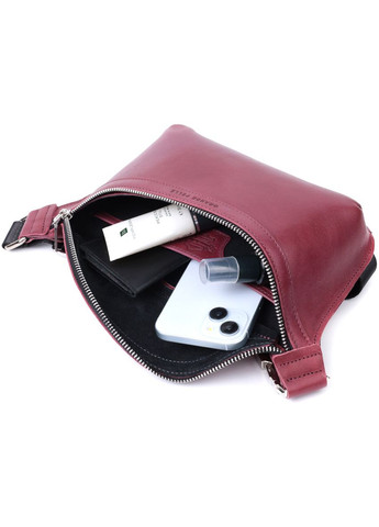 Жіноча шкіряна бананка через плече із зовнішньою кишенею рожева (sku_22815) No Brand (329853239)