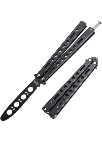 Ніж метелик тренувальний, тупий (не гострий), балісонг для фліпінгу Black 10-B No Brand (370770549)