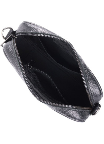 Класична сумка крос-боді з зернистої натуральної шкіри чорна 22842 Shvigel (329197435)