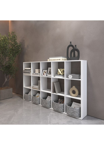 Стеллаж M-2, книжная полка на 15 ячеек, ЛДСП, 108×29×178 см - для дома, офиса, детской или гостиной, VAYS (373315218)