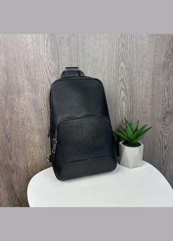 Чоловіча сумка-бананка слінг із екошкіри чорна (sku_1669) No Brand (346078149)