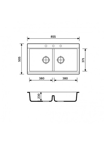 Кухонна мийка зі штучного каменю/кварцева 855х505х230мм, прямокутна SIMILAR Avena Бежевий (33940855505) Adamant (370769811)