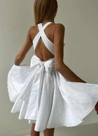 Білий повсякденний міні сукня з бантом на спинці бебі долл Україна однотонна