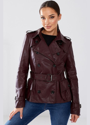 Бордова демісезонна куртка жіноча з екошкіри бордового кольору Let's Shop