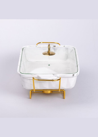 Мармитница керамическая прямоугольная 2л HP1030 на подставке белый Yiwu (328287567)