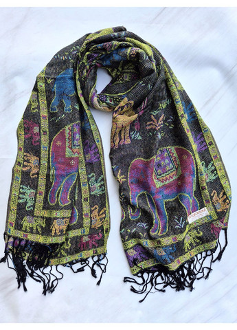 Шарф-палантин женский весна-осень в рисунок слонов с кистями 180х66 см Без бренду No Brand (368468410)