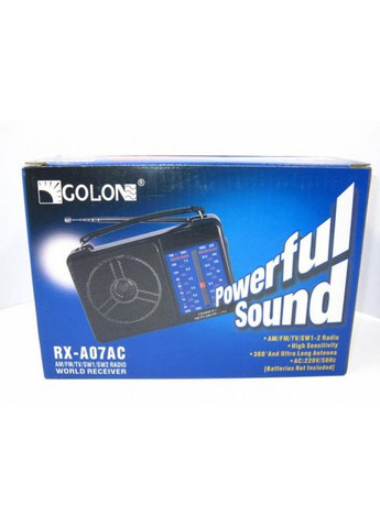 Портативний радіоприймач GOLON RX-A07 AC від мережі 220В Чорний із синім No Brand (323486507)