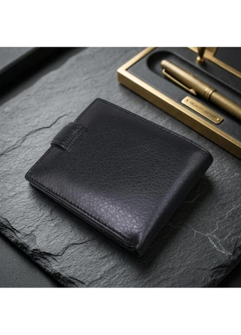 Мужской кожаный купюрник для карт купюр и монет ST Leather Черный Верховинка 18308 (398258009)
