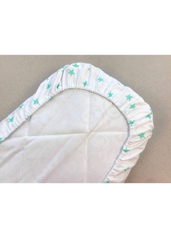 Простынь хлопковая в коляску "Звезды мятные на белом" Moontime (366037209)